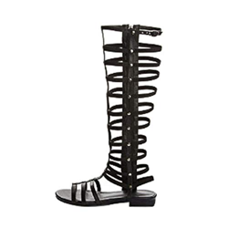 Luckycat Sandalias Romana Mujer Botas de Verano Sexy Hebillas de Metal Sandalias con Punta Abierta Mujer Corte Sandalias Estilo Gladiador Plano Rodill en oferta