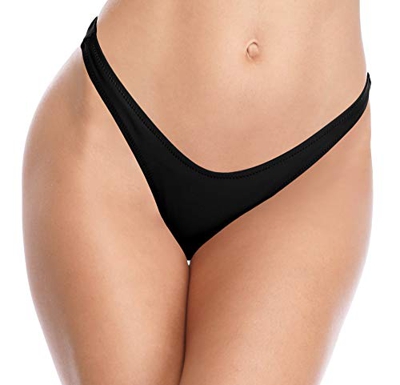 SHEKINI Mujer Bikini Tanga V Braguitas Traje de Baño Playa Ropa Interior Pantalones de Natación (Small, Negro)