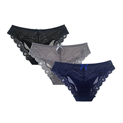 SHEKINI Mujer Lace Bragas Encaje Core Glamour Interior Braguitas Cómodo Braguita Pack de 3 (Color E, Large) características