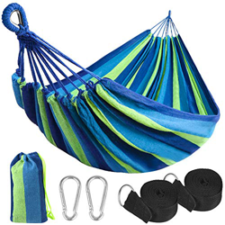 flintronic Hamaca de Algodón 270x150cm, 300kg de Capacidad de Carga, Material Muy Cómodo para Jardín Patio Trasero Playa Mochileros, Bolsa de Almacena en oferta