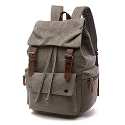 Rufun Mochila de Lona Vintage para portátiles Mochilas de Viaje Bolsa de Gran Capacidad Unisex (Gris) precio