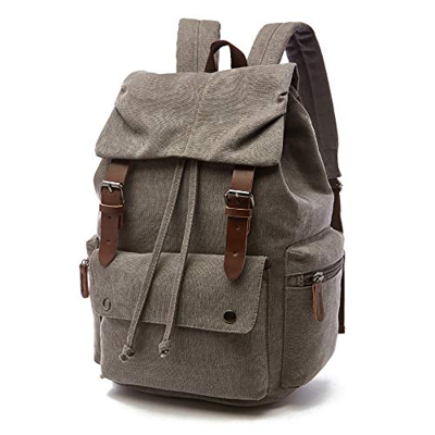 Rufun Mochila de Lona Vintage para portátiles Mochilas de Viaje Bolsa de Gran Capacidad Unisex (Gris)