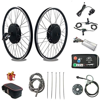RICETOO 48V 1500W Rueda de radios Delanteros Motor de Cubo de Engranaje sin escobillas 20" 24" 26" 27.5" 28" 29'' 700C con Pantalla KT-LED880 Kit de c