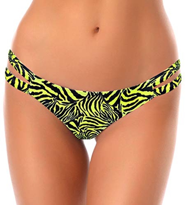 SHEKINI Mujer Tanga Brasileño Braguitas Braga de Bikini Traje de baño Bañador (M,Patrón Cebra)