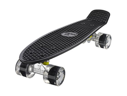 Ridge Skateboard 55 cm Mini Cruiser Retro Stil In M Rollen Komplett U Fertig Montiert, Unisex, Negro/Transparente (Noir/Transparent) en oferta