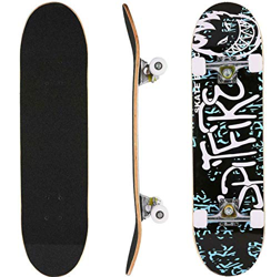 YJIIJY Completo Skateboard para Principiantes, Skateboard Completo con un Patrón de Letras y Rodamientos ABEC-7 Tabla de Skateboard para Niñas Niños y características