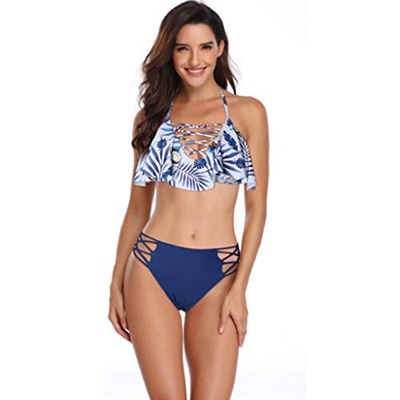 Qingsiy Bikinis Mujer 2019 Push Up Brasileños Braga Alta Tallas Grandes Mujeres Que Imprimen el Vendaje Bikini Conjunto Traje de baño brasileño Ropa d