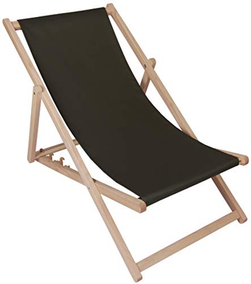 Kubi Sport - Tumbona de jardín plegable de madera de haya, color negro
