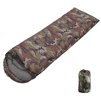 GELing Saco de Dormir con Bolsa de Compresión, 4 Estaciones, Adecuado para Acampar Al Aire Libre Camuflaje (180+30)*75cm 0.7KG