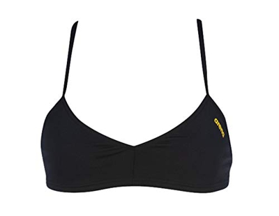 ARENA Top Bandeau Live Parte Superior Bikini, Mujer, Black/Yellow, XS