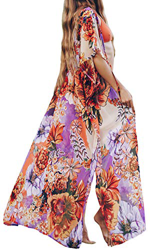 L-Peach Vestido Largo de Playa Pareo Kimono Maxi Kaftan Bikini Cover Up para Mujer precio