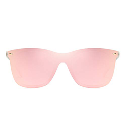 Gafas de Sol de Espejo Sin Marco Una Pieza Sin Montura Anteojos Hombre Mujer(Transparente/Espejo Rosa) en oferta
