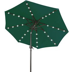 ABCCANOPY - Paraguas de jardín con luz LED solar de 7,5 pies con 32 luces LED, inclinación y manivela para jardín, cubierta, patio trasero y piscina,  en oferta