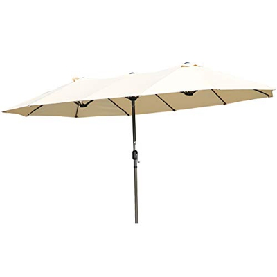 Angel Living Sombrilla Parasol Doble para Jardín, Parasol de Tela de Poliéster, Sombrilla Gigante para Playa Terrasa Patio, Protección al Solar UV, 4.