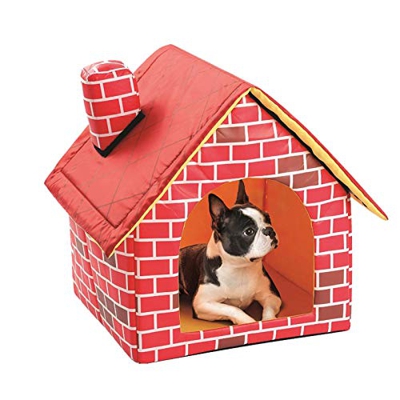 Cama Para Perros Extraíble Y Lavable De Ladrillo Rojo Para Mascotas, Casa De Ladrillo Portátil Para Mascotas Con Chimenea, Caseta De Chimenea Para Hab