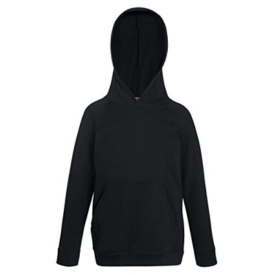 Fruit of the Loom - Sudadera Ligera con Capucha Modelo Lightweight Unisex niños niñas (7-8 años/Negro)