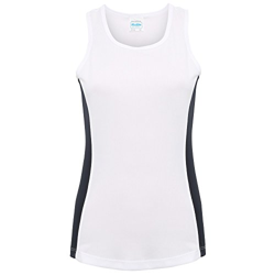 Awdis- Camiseta de tiranes de deporte con franjas de diferente color para mujer (XS/Blanco/Azul marino) en oferta