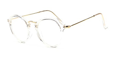 BOZEVON Lentes Claro Anteojos Transparentes - Redondo Ultrafino Marco de Metal Gafas de Lectura Decoración Retro Gafas Para Hombres Mujeres Transparen