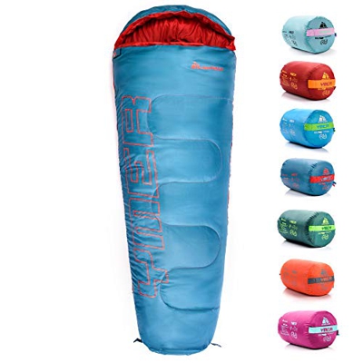 meteor Saco Dormir Tipo Momia con Capucha - Ideal para niños en Viaje Camping Funda vivac Festival Hotel Acampada Senderismo al Aire Libre Portátil co