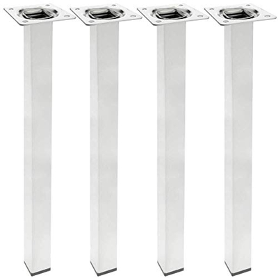 PrimeMatik - Pies Cuadrados para Mesa y Mueble. Patas en Acero Cromado de 75cm 4-Pack