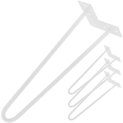 PrimeMatik - Pies para Mesa y Mueble Patas en Acero 2 Varillas 41 cm Blanco 4-Pack en oferta