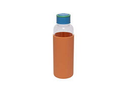 Fisura | Botella de Agua de Cristal con Funda de Silicona Eco-Friendly Reutilizable 480 ml. Apta para niños. 20,5 x 6 cm. (Naranja) precio