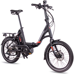 Bicicleta eléctrica plegable de Chrisson, 20 pulgadas, color negro, con motor central Active Line 250 W 40 Nm y 9 marchas Shimano Sora características