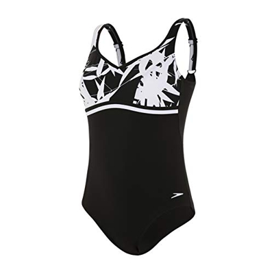 Speedo Contourluxe Printed De 1 Pieza Bañador, Mujer, Origami Zen Black/White, 40 (ES 46)