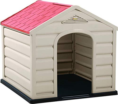 KitGarden - Caseta Perro Jardín, 61x68x59 cm, Beige/Terracota, Kennel Small