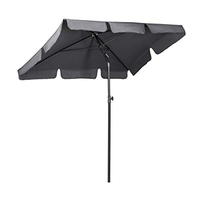 Sekey® Sombrilla 200 x 125cm Parasole para Terraza Jardín Playa Balcón Piscina Patio ，Protector Solar UV50+ ， Color Gris ， Rectángulo