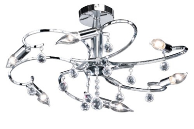 Deckenleuchte, Chrom poliert, Glasbehang klar, Honsel-Leuchten, SALA