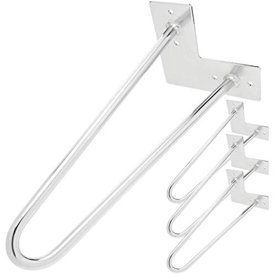 PrimeMatik - Pies para Mesa y Mueble Patas en Cromado 2 Varillas 30 cm 4-Pack