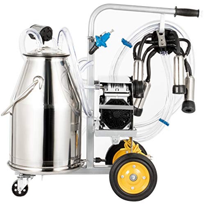 VEVOR Kit de Ordeñadora Eléctrica 25 L, Ordeñadora de Acero Inoxidable con Ruedas Grandes y Asa Portátil, 0,55 kW, 220 V, Ordeñadora de Vacas 1680 RPM