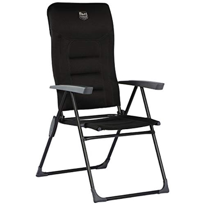 Timber Ridge Silla de Jardín Plegable de Aluminio con Respaldo Alto Ajustable con Reposabrazos Reposacabezas Acolchado Negro