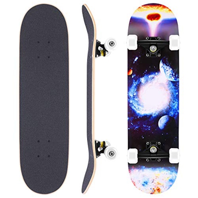 WeSkate Skateboard Complete Board 79x20cm Tablero de Madera con rodamientos de Bolas ABEC-11 Madera de Arce Canadiense de 31 Pulgadas y 7 Capas y Rued