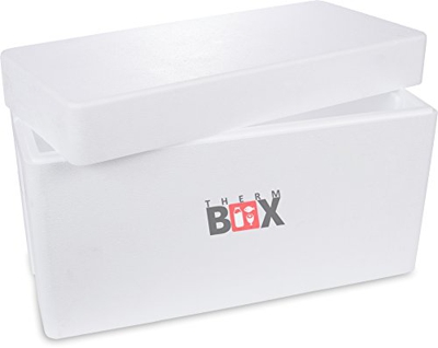 THERM BOX Caja de espuma de poliestireno con una tapa, Thermobox para alimentos y bebidas I Caja de espuma de poliestireno para refrigeración y calent