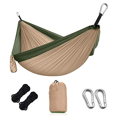 Grassman Hammock Outdoor Ultralight camping hammock with tree straps and carabiner, ripstop nylon parachute travel hammocks for two people with capaci