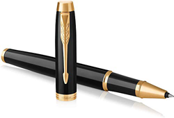 Parker IM - Bolígrafo Roller, Punto fino, color Negro (Black Lacquer Golden trim) en oferta