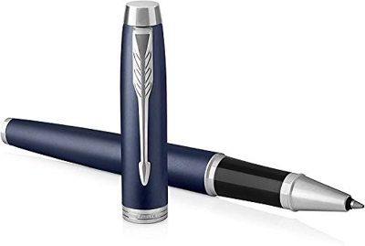 Parker IM - Bolígrafo Roller, Punto fino, color Azul (Matte blue Chrome trim)