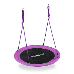 Relaxdays Columpio Jardín Nido de Altura Ajustable para Niños y Adultos, hasta 100 kg, Morado, ø 90 cm, Juventud Unisex precio