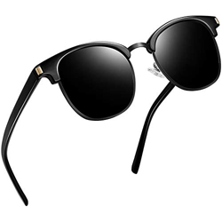 Joopin Gafas de Sol Polarizadas Hombre Media Montura con Protección UV400 Clásicas Retro Gafas para Hombre y Mujer All Black precio