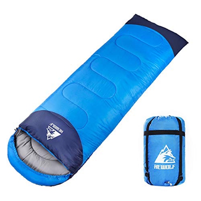 Hewolf Saco de Dormir Manta Sacos de Dormir con Sección de Cabeza para Camping Saco de Dormir Ligero Compacto Impermeable para Adultos 4 Estaciones, 2