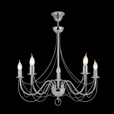 Lámpara de araña Retro, 5 luces, 75cm, cromo