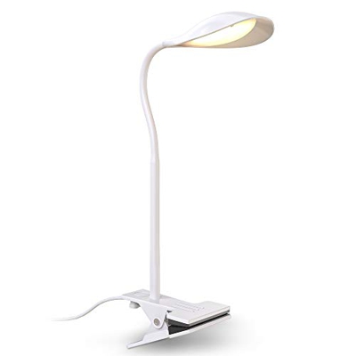 B.K.Licht LED clamp light I flexible giratorio I color de luz blanco cálido I lámpara de escritorio I interruptor de cable de 1,8m I ancho de la abraz
