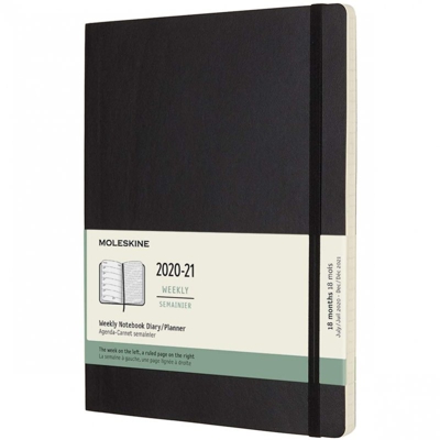 Moleskine Agenda Semanal 18 Meses 2020-2021 Blanda Negra