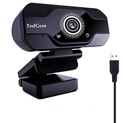 TedGem Webcam, Full HD Webcam 4K/1080P Streaming Cámara Web con Micrófono USB Webcam para Video Chat y Grabación, Gaming, Pequeña, Flexible y Ajustabl