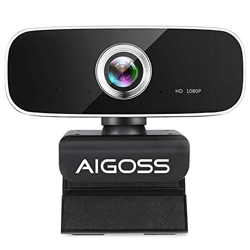 Aigoss Webcam Full HD 1080P con Micrófono Estéreo Cámara Web USB 2.0 para Videollamadas Panorámicas y Grabación Compatible con Windows, Mac y Android en oferta