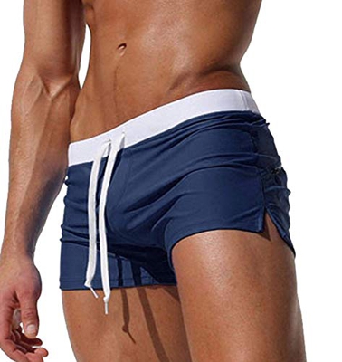 EDOTON Bañador para Hombre, Pantalones Cortos Impermeables Pantalones Cortos de Surf Pantalones de Natación (EU M/Tag L, Armada)