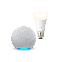 Nuevo Echo Dot (4.ª generación), Blanco + Philips Hue Bombilla Inteligente (E27), compatible con Alexa en oferta