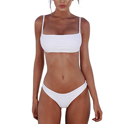 meioro Conjuntos de Bikinis para Mujer Push Up Bikini Traje de baño de Tanga de Cintura Baja Trajes de baño Adecuado Viajes Playa La Natacion (S, Blan